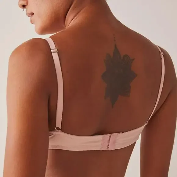 Free People Heart Throb Mesh Underwire Bra Silver Pink Balconette Satin Trim XS - Picture 4 of 9